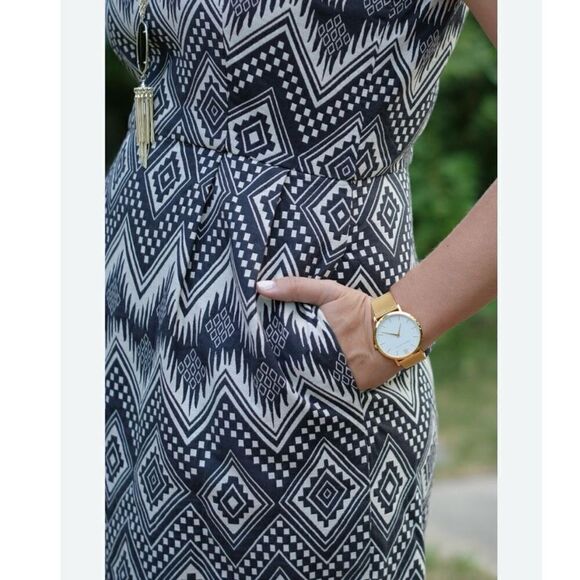 J. Crew Shift Dress Size 4 Sleeveless Grey Aztec Southwest Geometric Pattern - Picture 6 of 13